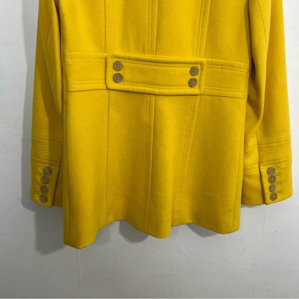 J Crew Stadium Cloth Majesty Bright Yellow Pea Coat Jacket Size 8 - Picture 8 of 13